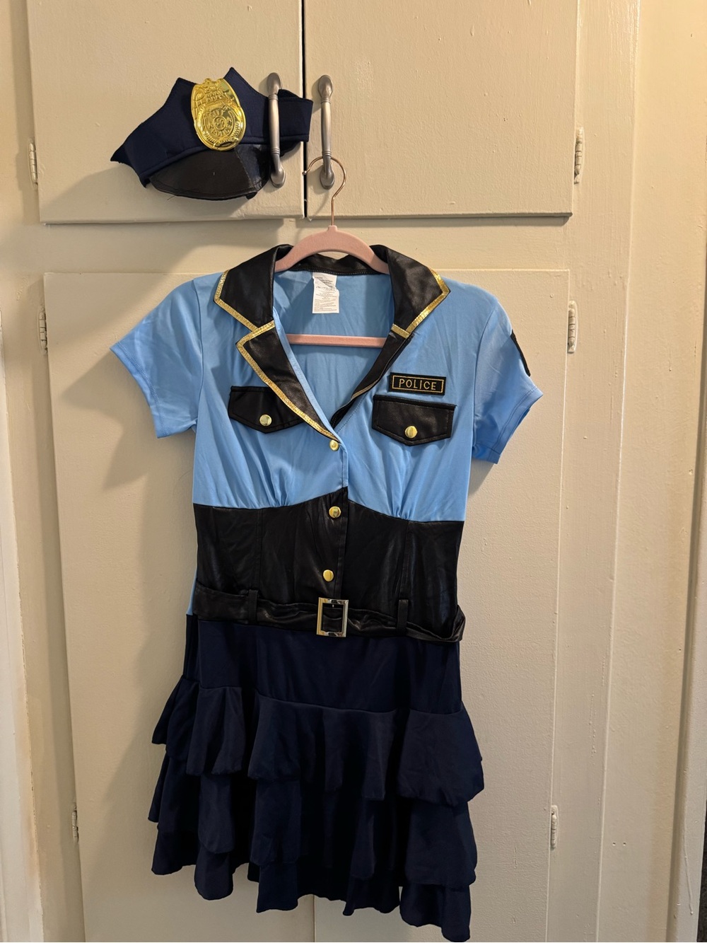 Women's Blue Police Costume Dress with Hat